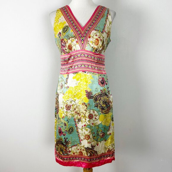 Nicole Miller Dresses & Skirts - Y2K Nicole Miller Silk Scarf Print Shift Dress Asian Inspired Floral Size 10 Wom